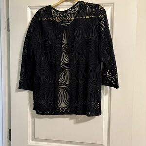Chico's Black Swirl Lace Blouse